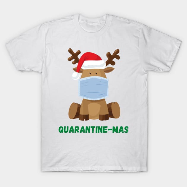 Quarantine-Mas Reindeer Christmas in Quarantine Reindeer Wearing a Mask During Quarantine Social Distancing T-Shirt by nathalieaynie